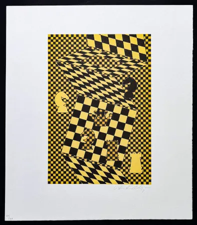 Litografia Vasarely - Victor Vasarely (1906–1997) - ECHIQUIER - Lithograph on BFK Rives paper - 1935