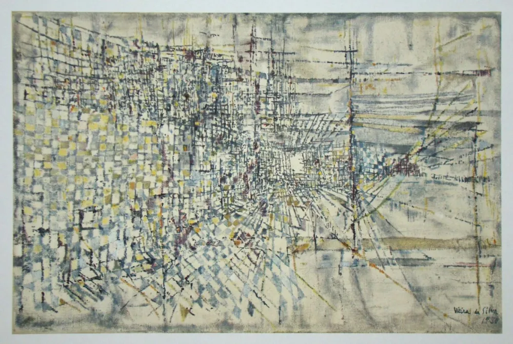 Heliogravura Vieira Da Silva - La garde des anges - 1950