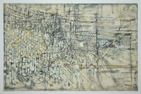 Heliogravura Vieira Da Silva - La garde des anges - 1950