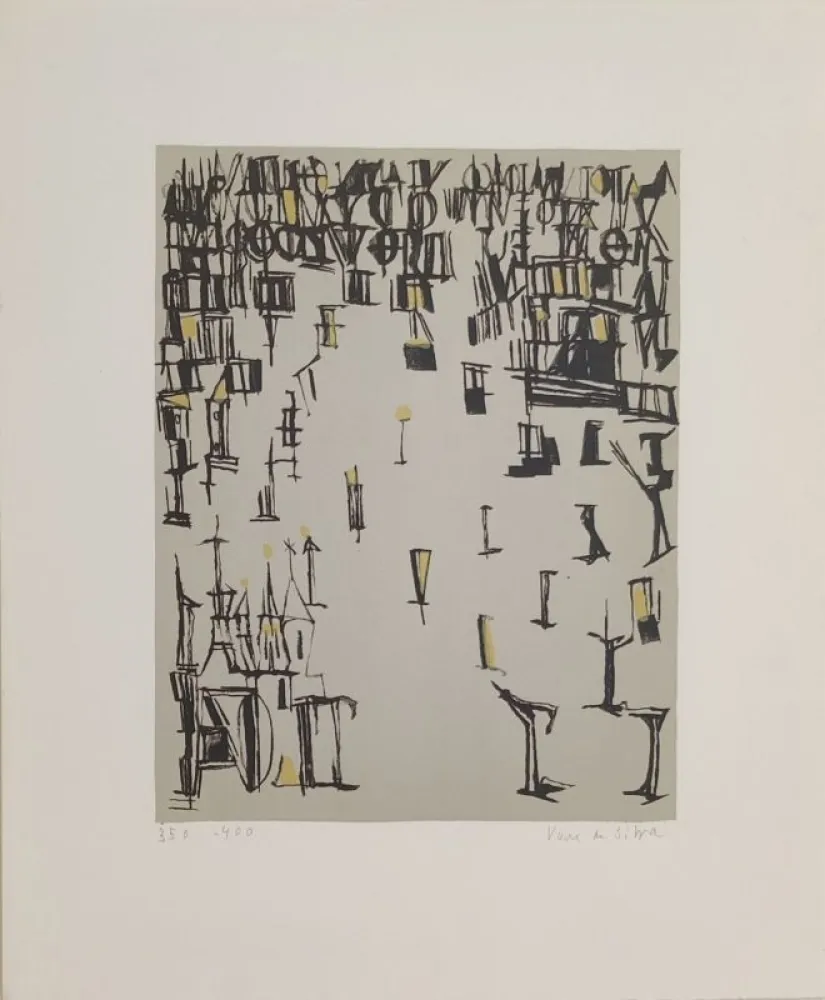 Litografia Vieira Da Silva - Les piétons de Noël 