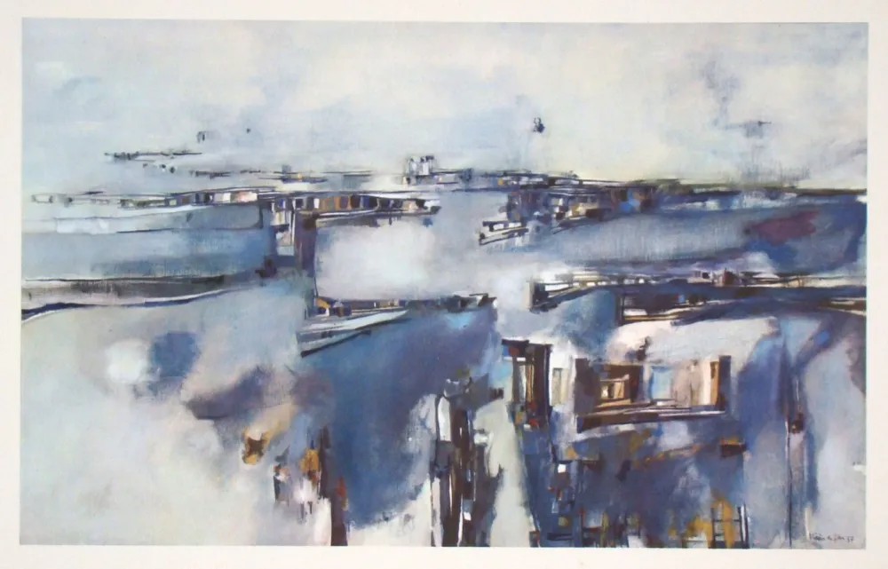 Heliogravura Vieira Da Silva - Port dans le Nord - 1957