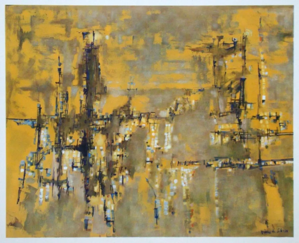 Heliogravura Vieira Da Silva - Ville dorée - 1956