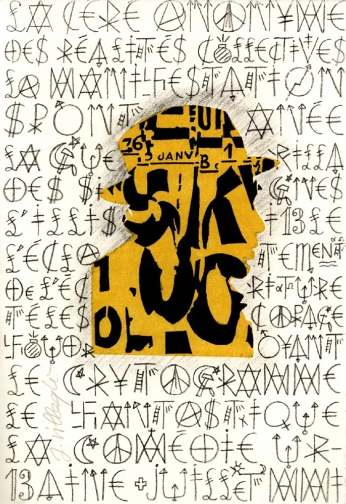 Litografia Villeglé - Autoportrait 