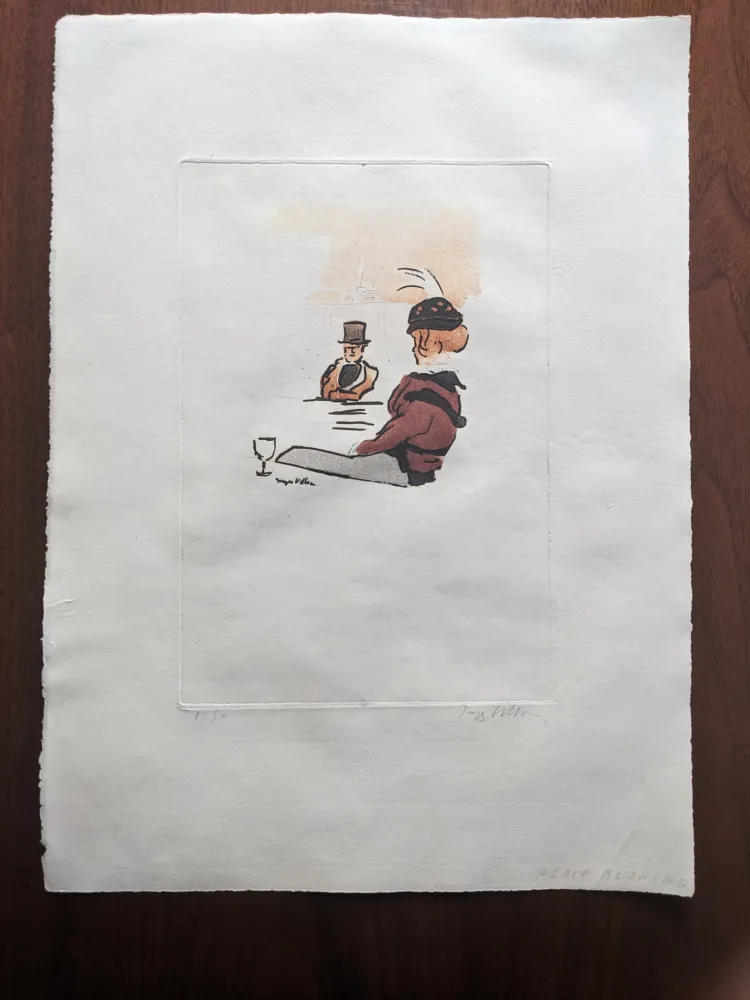 Água-Tinta Villon - Au Café de la place blanche