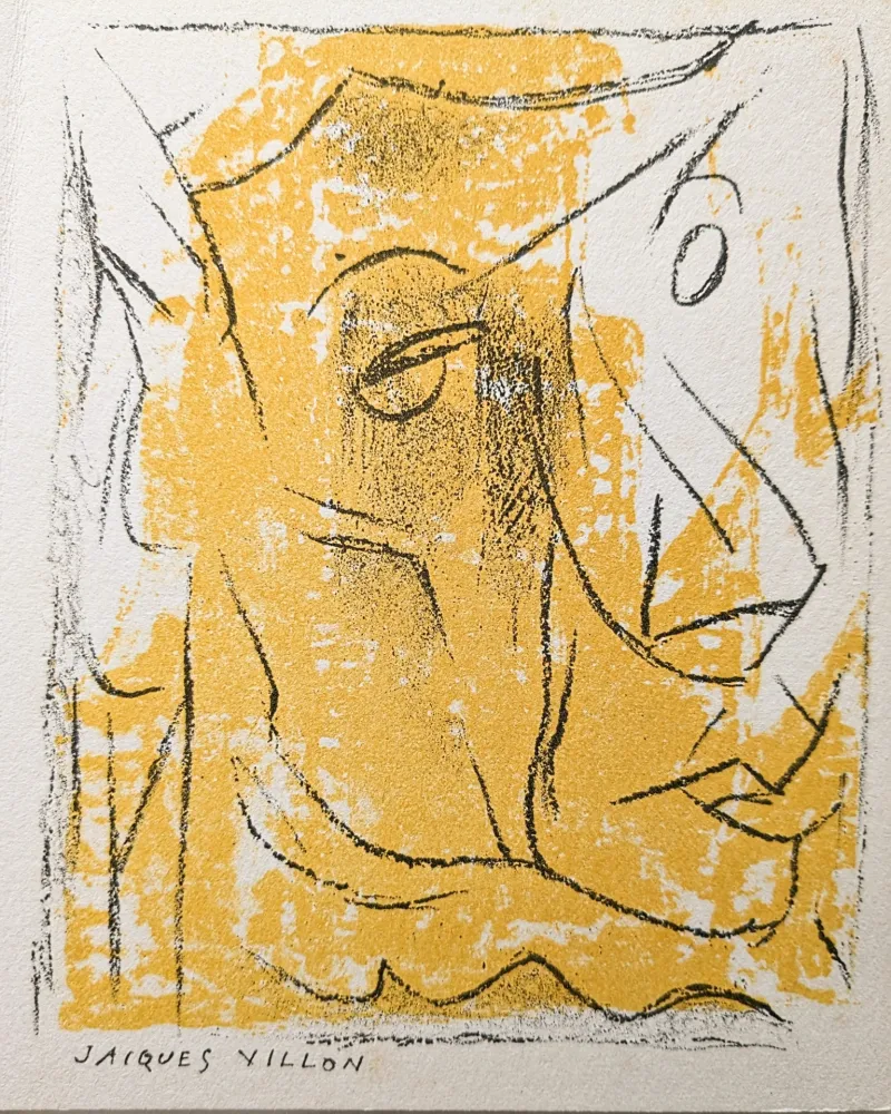 Litografia Villon - Cubist portrait, 1954 - Original lithograph on vellum paper