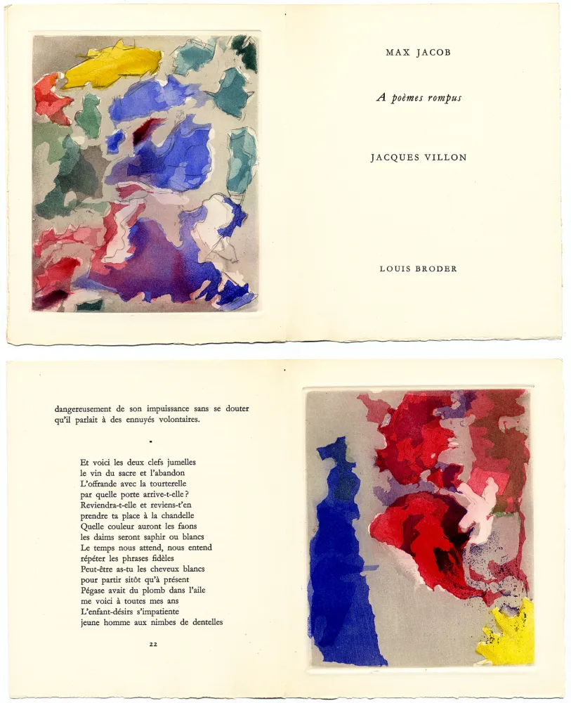 Livro Ilustrado Villon - Max Jacob : À POÈMES ROMPUS. 5 gravures originales en couleurs (1960) 