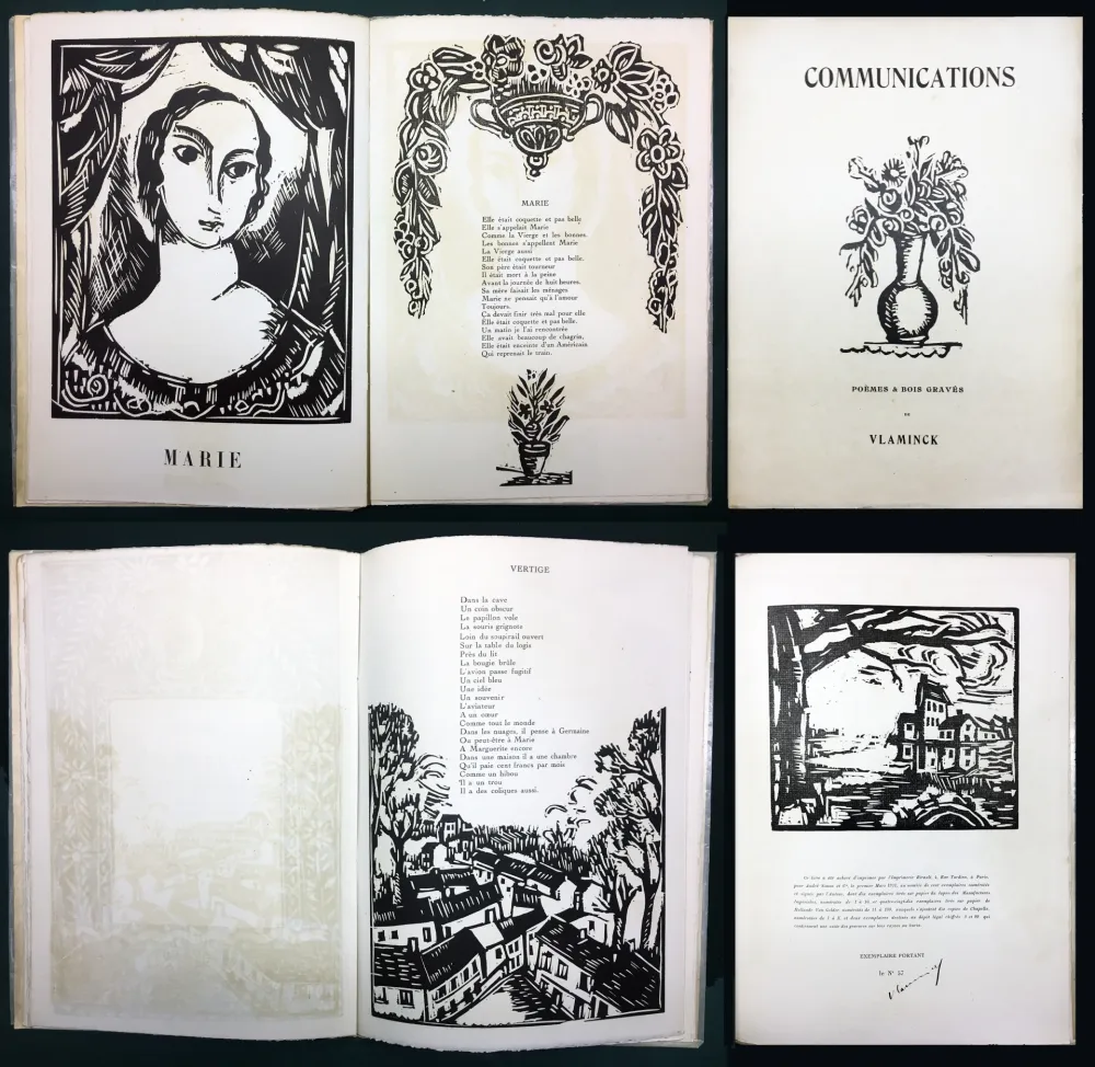 Livro Ilustrado Vlaminck - COMMUNICATIONS. Poèmes & bois graves (1921).