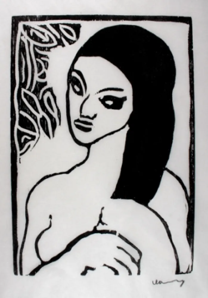 Xilogravura Vlaminck - Jeune Fille se Coiffant