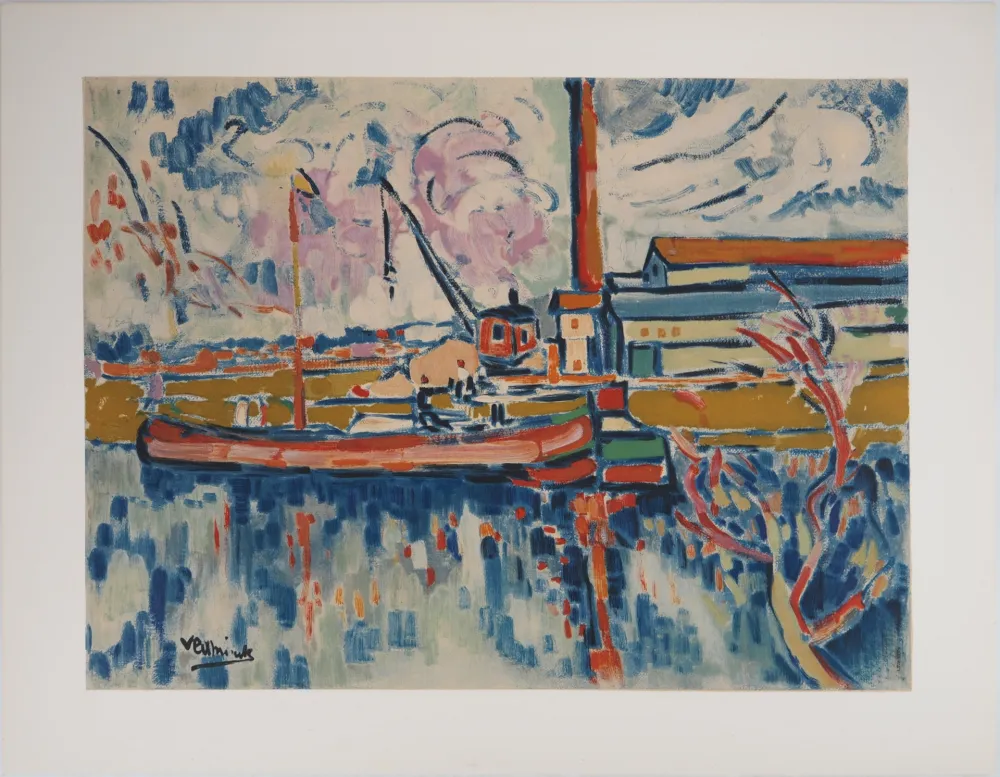Litografia Vlaminck - La Seine vers Chatou