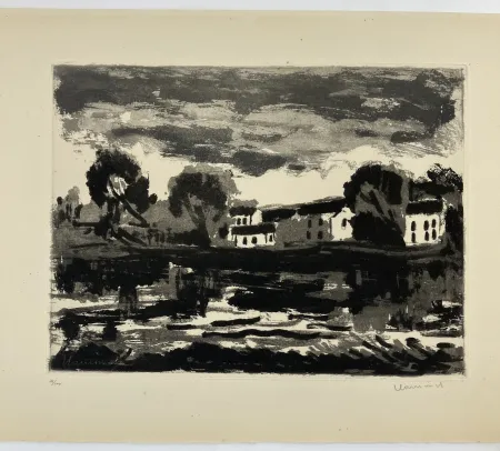 Água-Tinta Vlaminck - L'Oise à Cergy, 1924