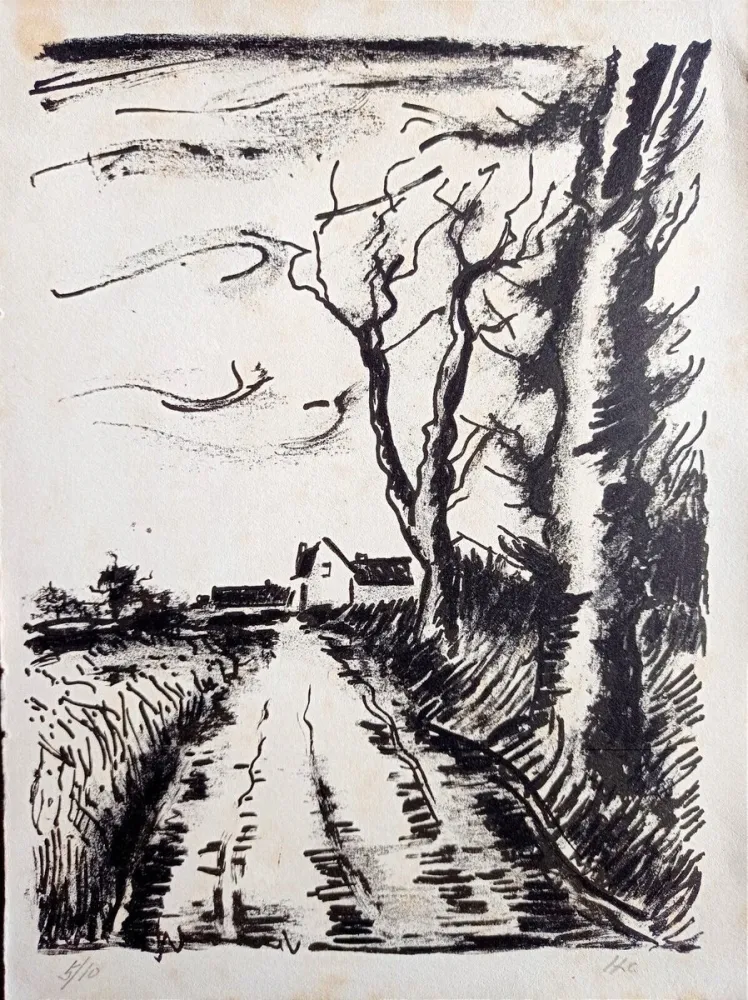 Gravura Vlaminck - Maurice de Vlaminck - Chemin de Manou, 1956 (Tete qui Tourne)