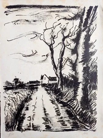 Gravura Vlaminck - Maurice de Vlaminck - Chemin de Manou, 1956 (Tete qui Tourne)