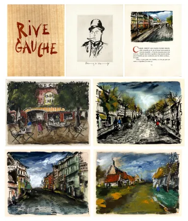 Livro Ilustrado Vlaminck - RIVE GAUCHE. Quartier latin - Plaisance - Montparnasse - Les Quais - Saint-Germain-des-Prés. Exemplaire avec suite et gravure aquarellée par Vlaminck.