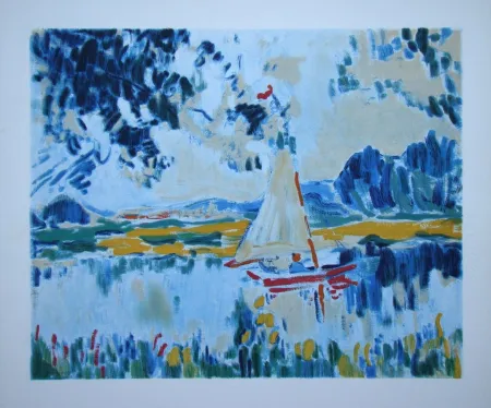 Litografia Vlaminck - Voile sur un lac