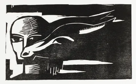 Xilogravura Völker - Frau mit Ziege (Woman with Goat)