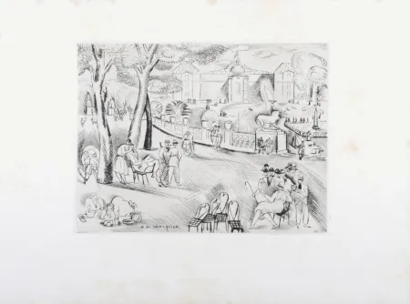 Gravura Waroquier - Jardin du Luxembourg