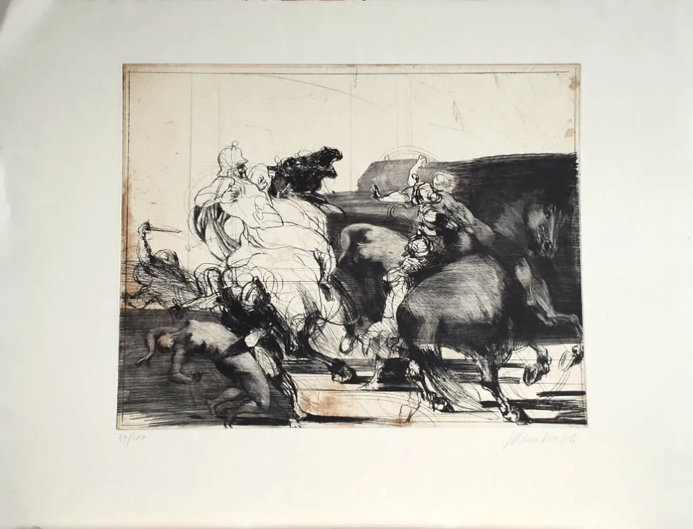 Água-Forte Weisbuch - Chevaliers