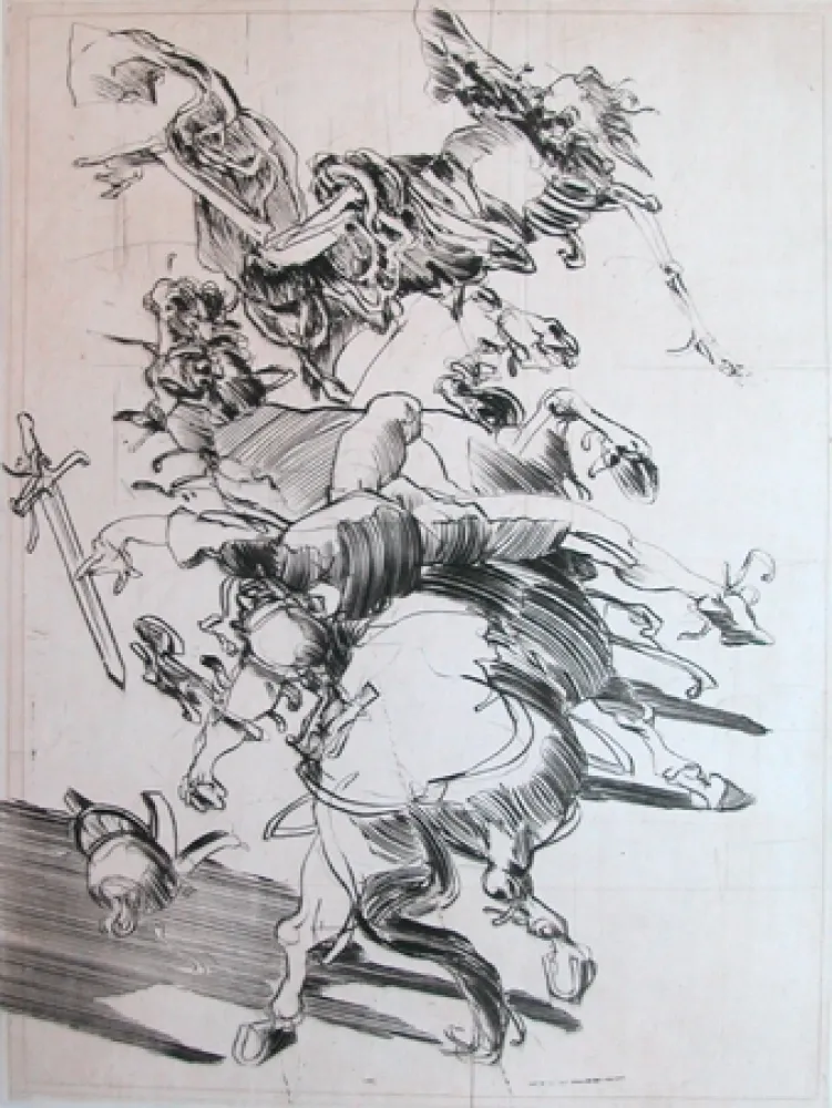 Gravura Weisbuch - LA MORT ET LE CAVALIER