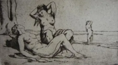 Gravura Wilm - Badende Frauen / Bathing Women
