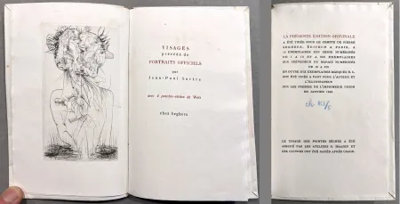 Livro Ilustrado Wols - Sartre. VISAGES. 4 pointes-sèches de Wols. 1 des 15 ex. sur Chine (1948)
