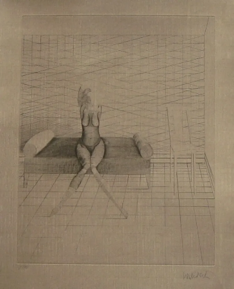 Água-Forte E Água-Tinta Wunderlich - Jutta sur le canapé du studio