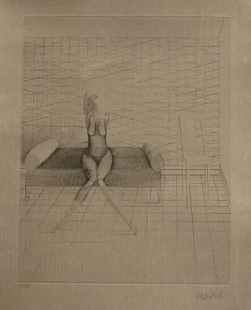 Água-Forte E Água-Tinta Wunderlich - Jutta sur le canapé du studio