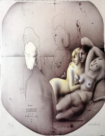 Litografia Wunderlich - Omaggio a Ingres