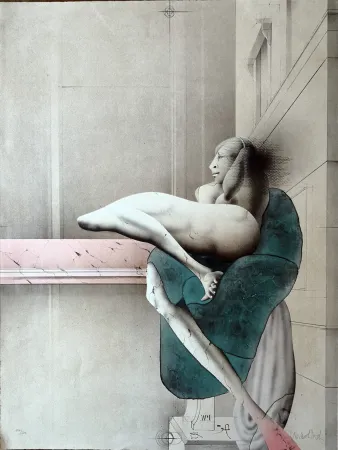 Litografia Wunderlich - Omaggio a Michelangelo