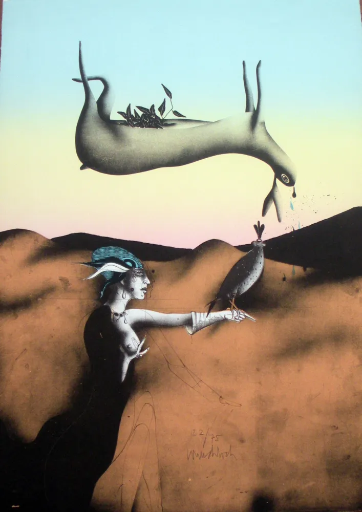 Litografia Wunderlich - Poésie de la chasse italienne