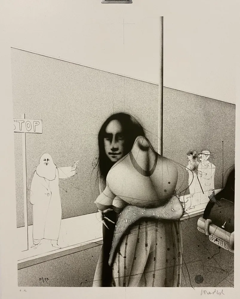 Litografia Wunderlich - Strassenszene