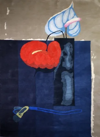 Múltiplo Wunderlich - Vase mit zwei Anturien (TAPESTRY / TEPPICH)