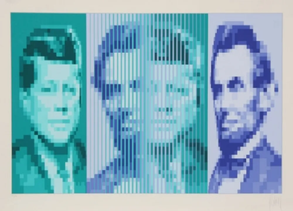 Serigrafia Yvaral - John F. Kennedy / Abraham Lincoln