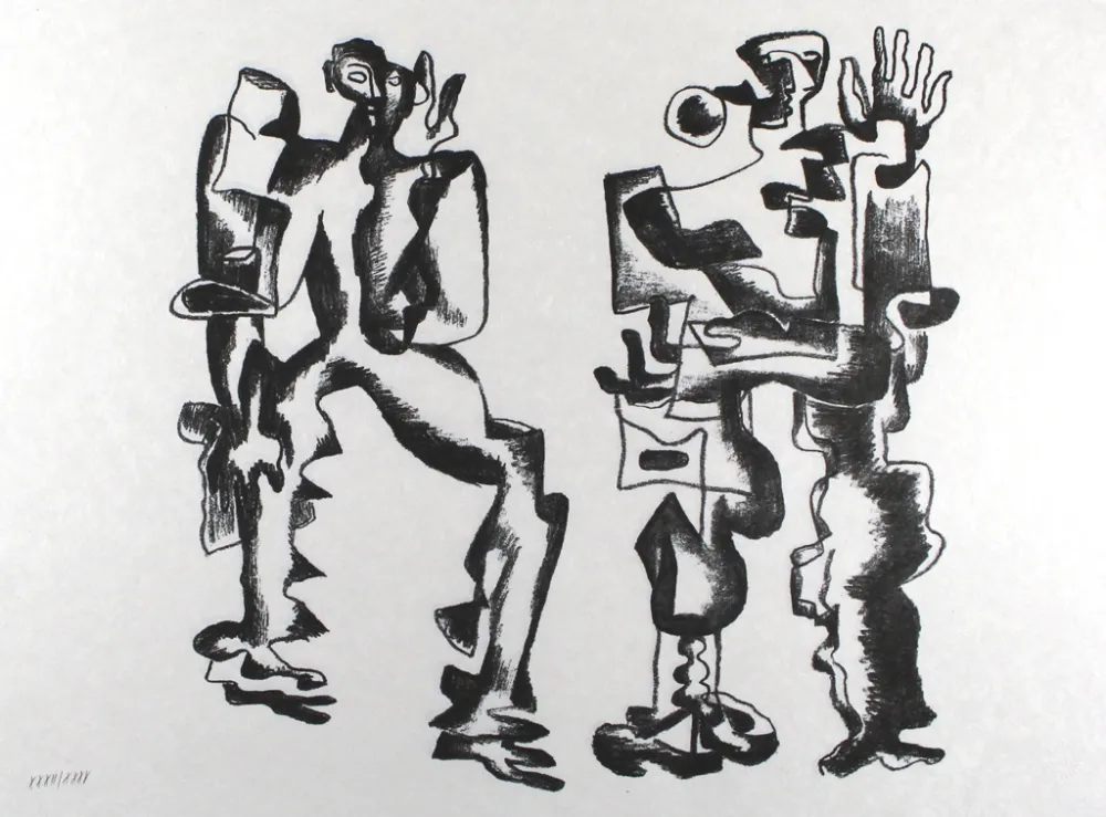 Litografia Zadkine - Deux figures