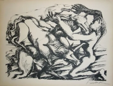 Litografia Zadkine - Les cavales de Diomède