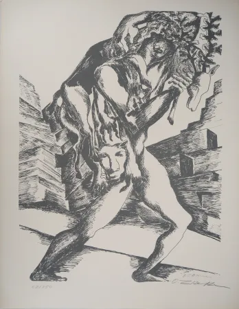 Litografia Zadkine - Mythologie Hercule et la biche de Cérynie