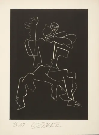 Água-Forte Zadkine - Sept Calligramme de Apollinaire