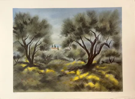 Litografia Zarou - Les Oliviers